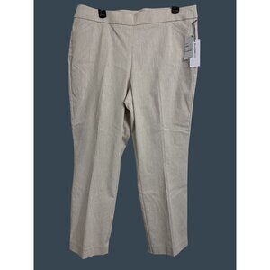 NWT Liz Claiborne 14 April Slim Leg Mid Rise Ankle Pants Cream Coastal Grandma